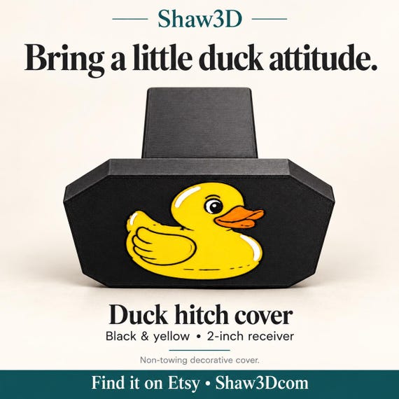 Duck Hitch Cover for 2-Inch Receiver, Black and Yellow, Hitch Pin Included