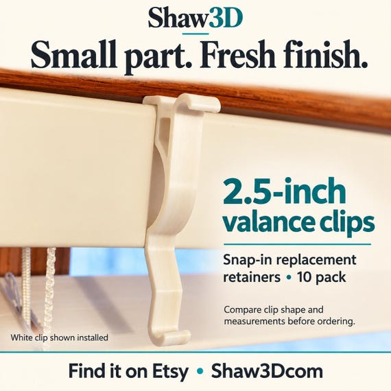 2.5-Inch Blind Valance Clips, Snap-In Replacement Retainers, 10 Pack